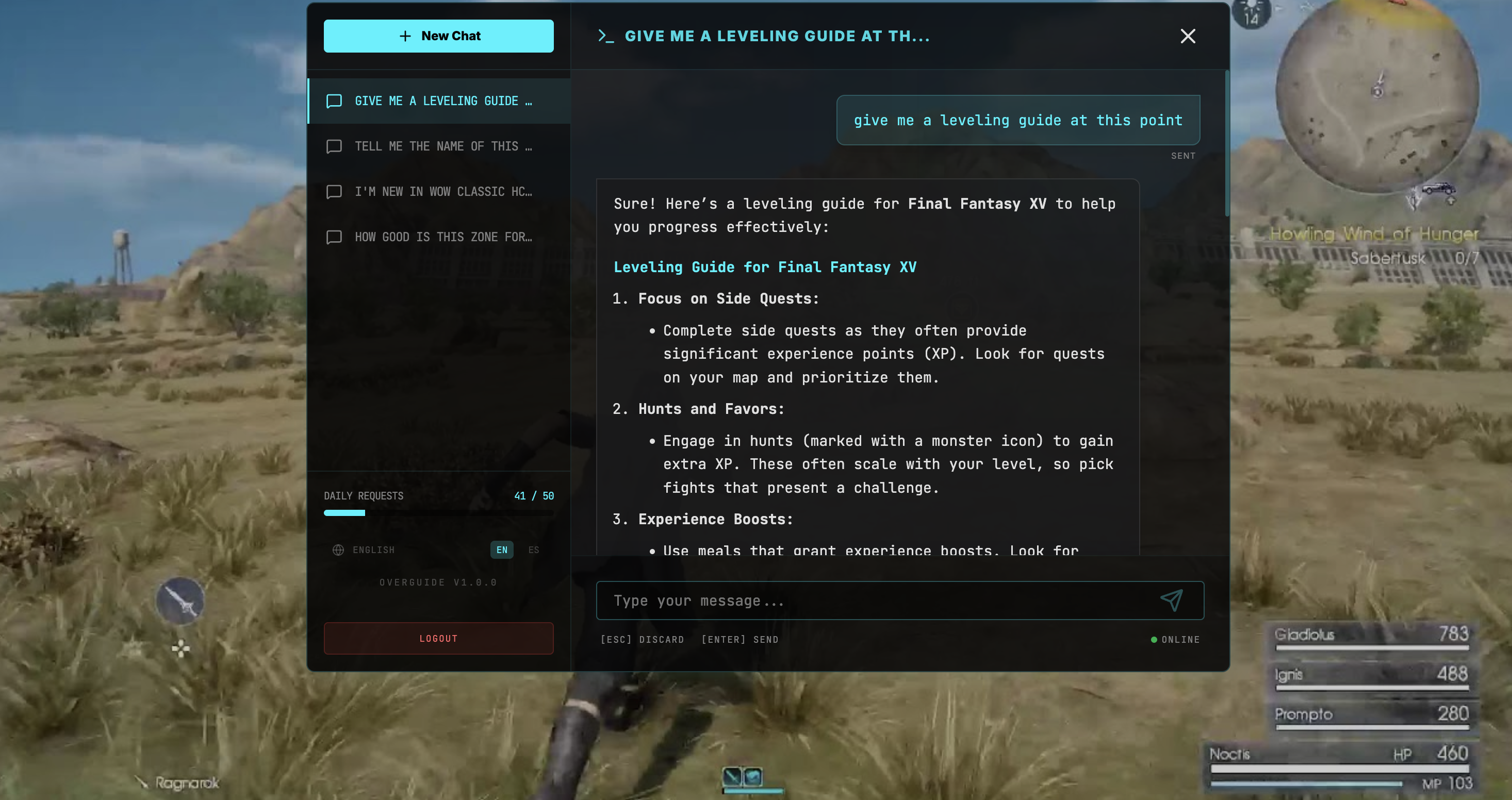 Overguide Screenshot - Final Fantasy XV